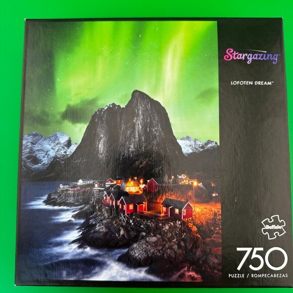 BUFFALO 750 PIECE JIGSAW PUZZLES "LOFOTEN DREAM" AURORA NORTHERN LIGHTS COMPLETE - Picture 1 of 4